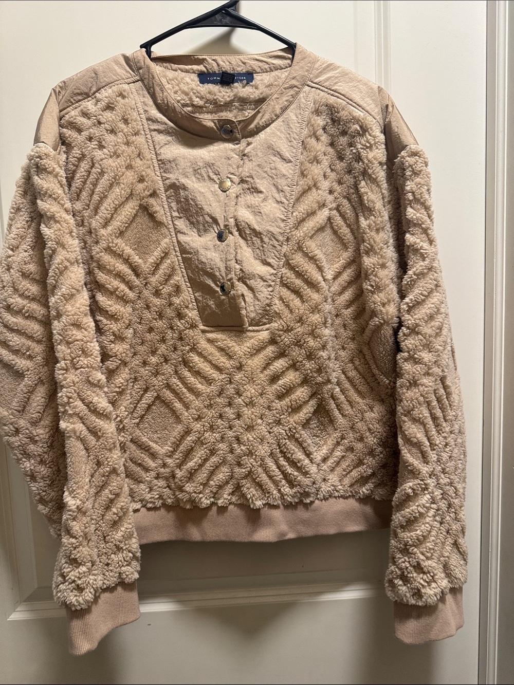 Tommy Hilfiger Textured Sherpa Crewneck Sweater in Beige Woman  L